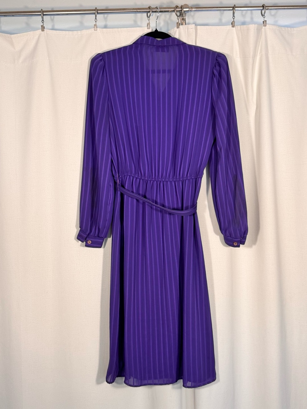 Vintage 90s Kono Purple Long Sleeve Button Front Dress - Picture 2 of 6